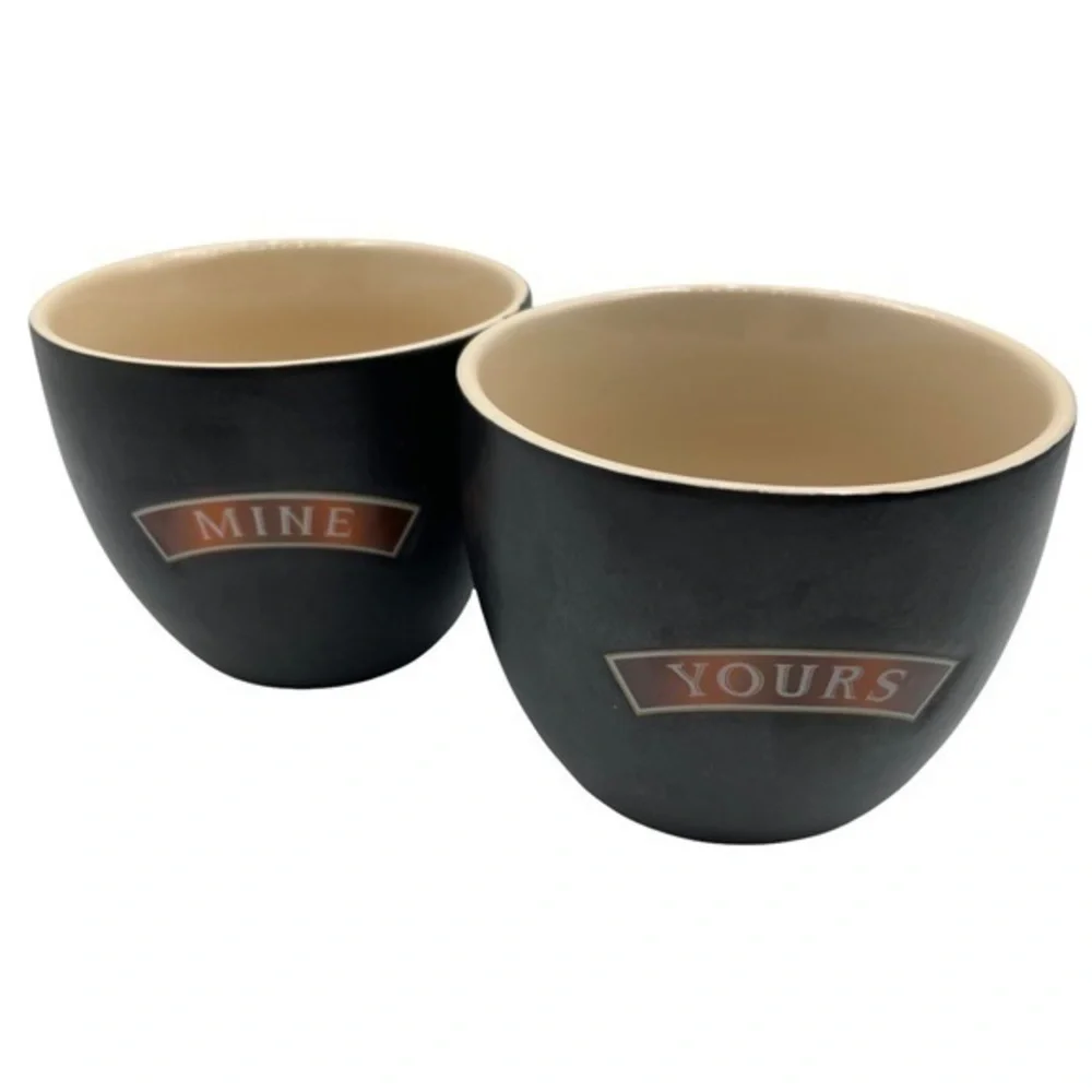 Ceramic Cups - Baileys Irish Cream Gifts | 2pc set - Mine and Yours | Black Tan